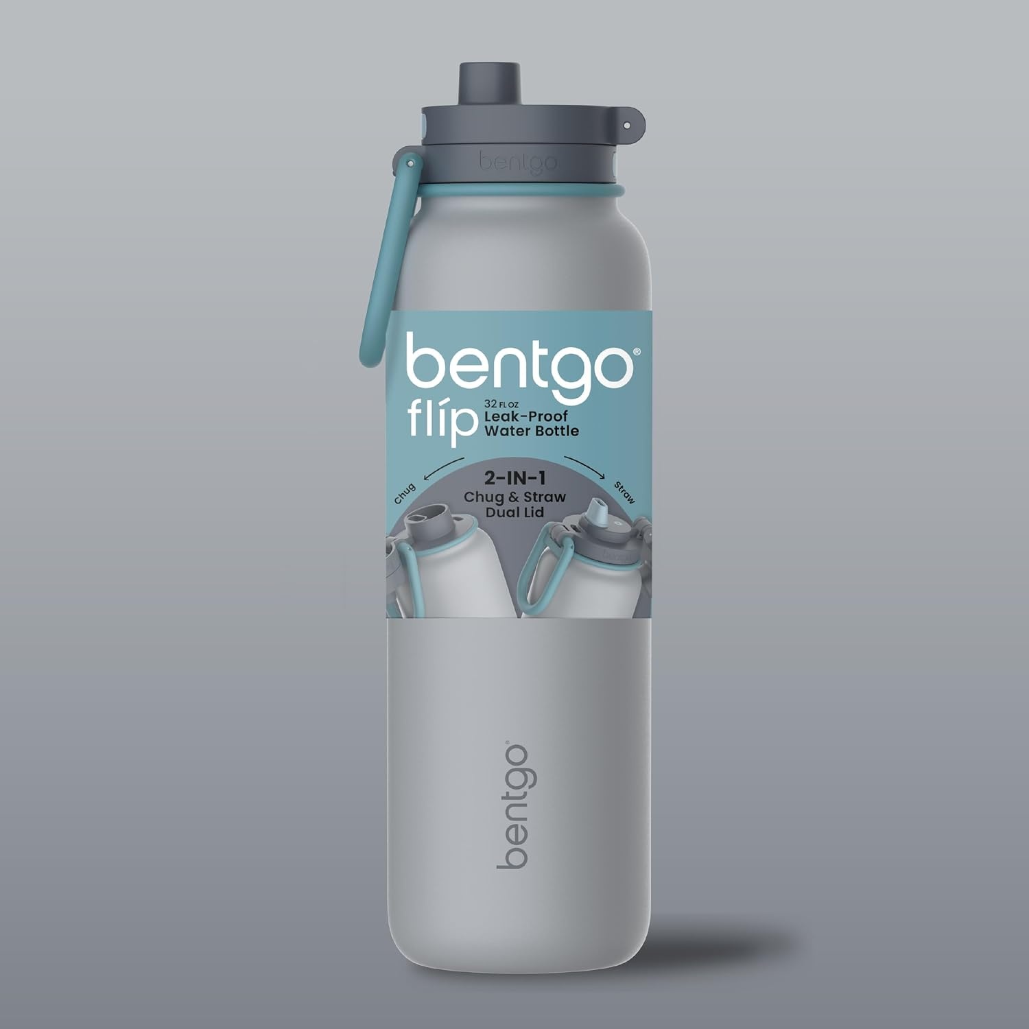 image:imageBentgo Flip 2in1 Straw amp Chug LeakProof Insulated Water Bottle 40 fl ozGray Surf