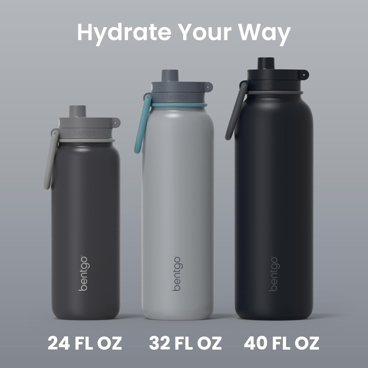 image:imageBentgo Flip 2in1 Straw amp Chug LeakProof Insulated Water Bottle 40 fl ozGray Surf