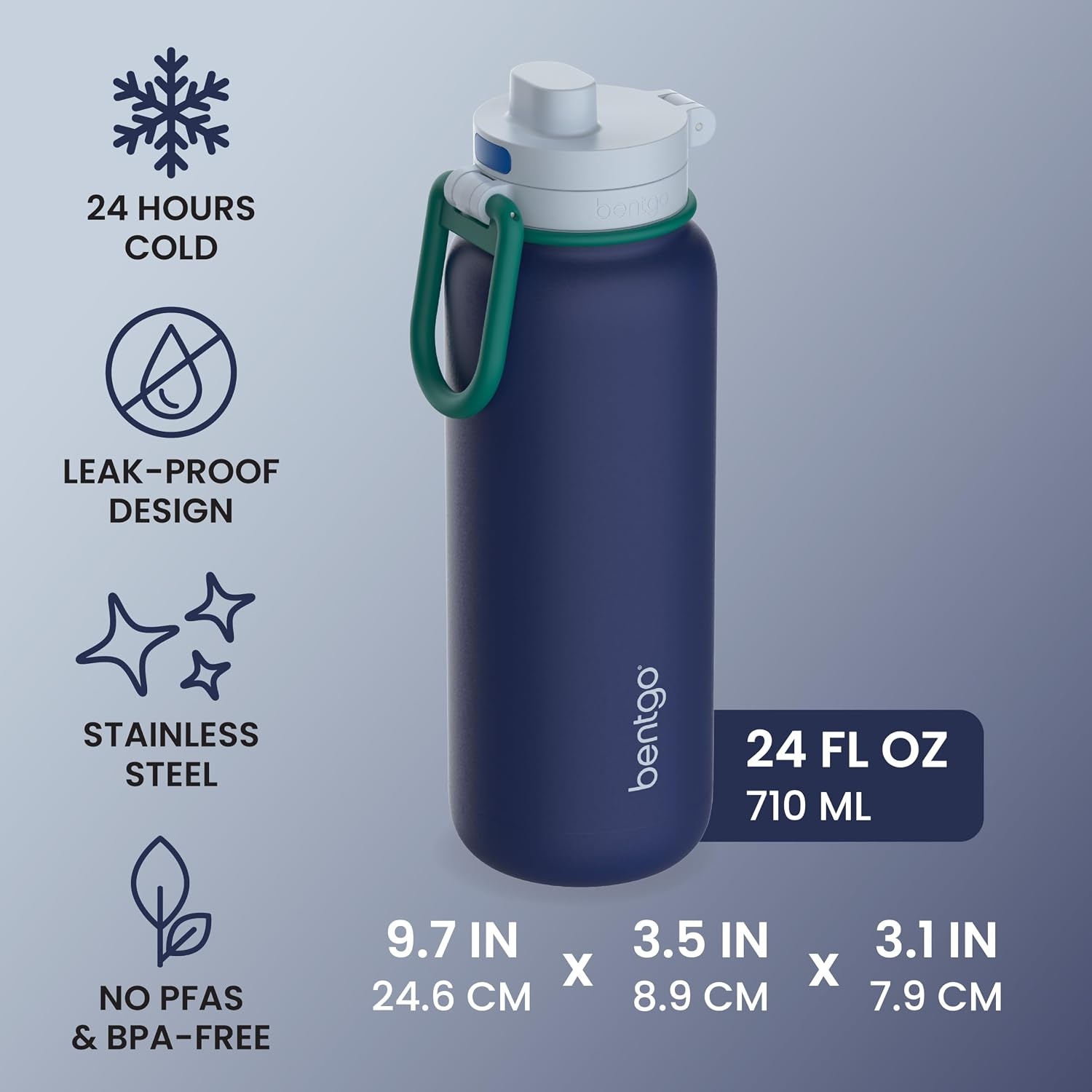 image:imageBentgo Flip 2in1 Straw amp Chug LeakProof Insulated Water Bottle 40 fl ozPrep Blue