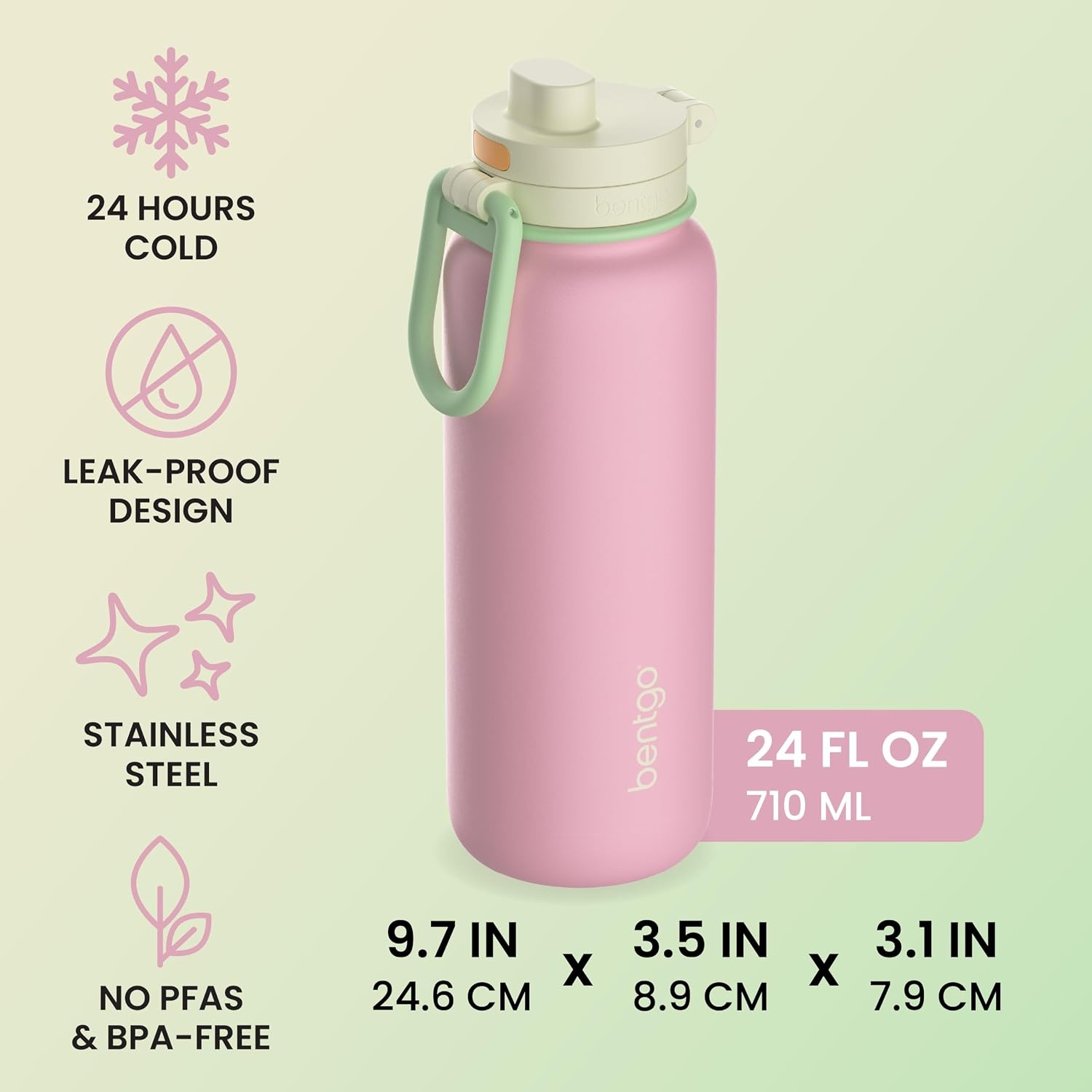 image:imageBentgo Flip 2in1 Straw amp Chug LeakProof Insulated Water Bottle 40 fl ozSherbet