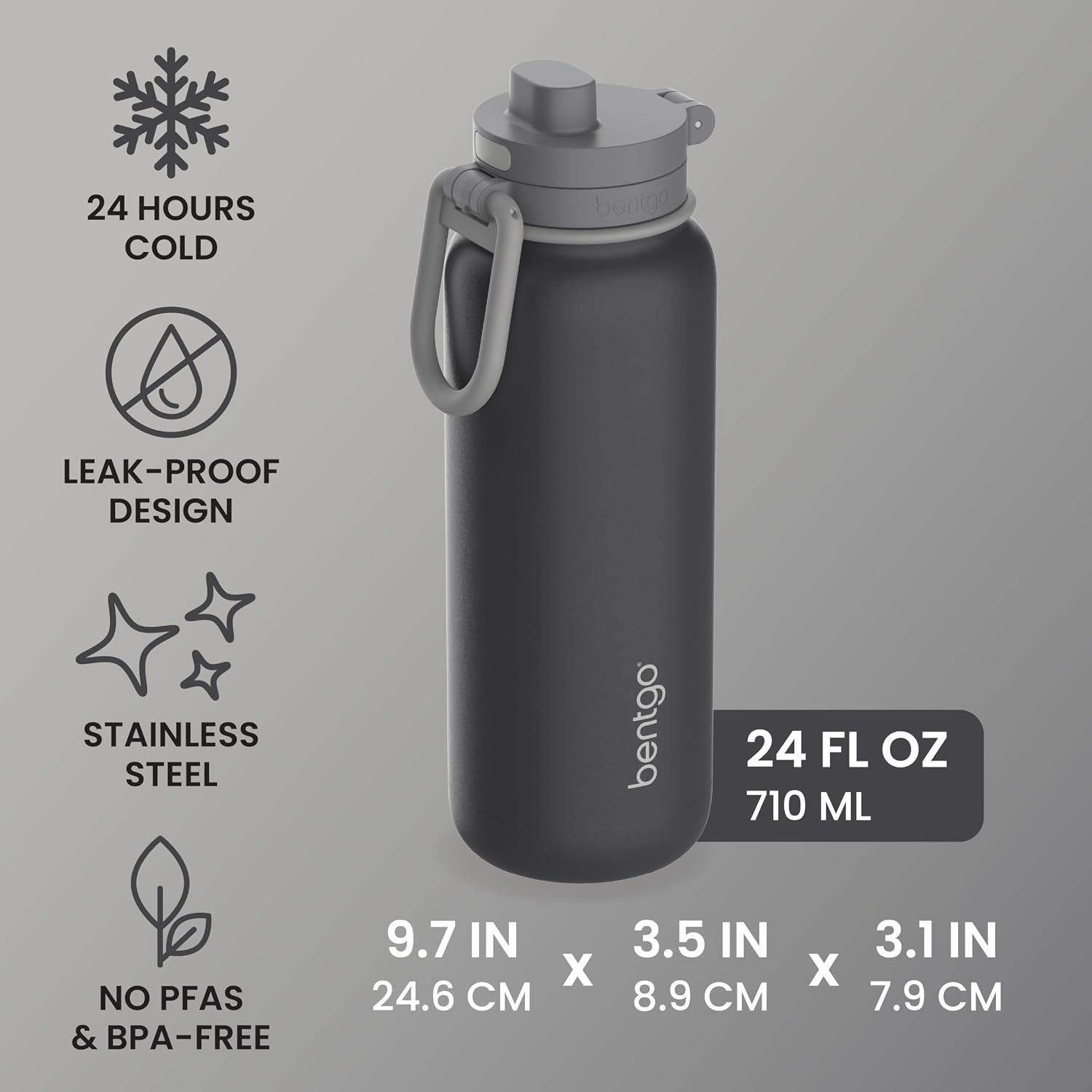 image:imageBentgo Flip 2in1 Straw amp Chug LeakProof Insulated Water Bottle 40 fl ozTweed